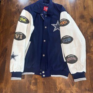 NFL Dallas Cowboys 5X Super Bowl Champions Patches Varsity Jacket Size Medium